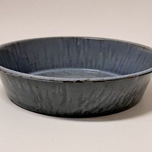 Antique Gray Graniteware Pudding Pan Country Farmhouse Primitive Kitchen Cookware