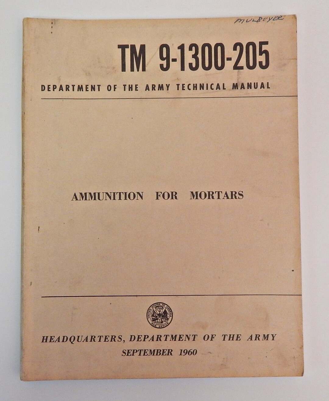 1960 U S Army Technical Manual Ammunition For Mortars Tm 9 1300 25 Etsy