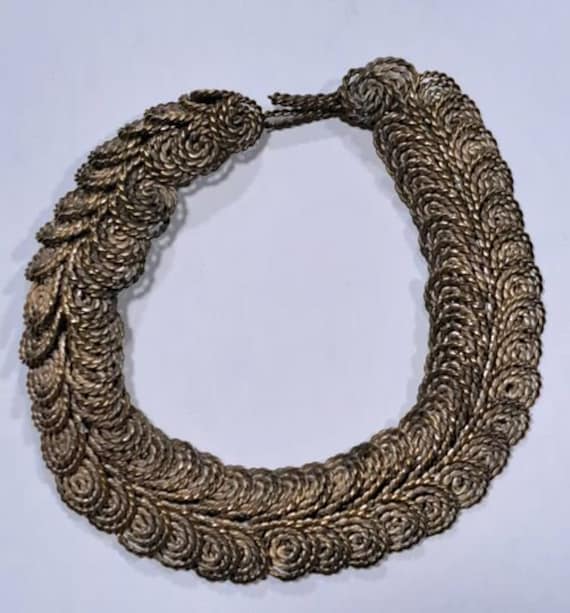 Antique Rolled Braided Wire Bracelet Handmade 7-1/