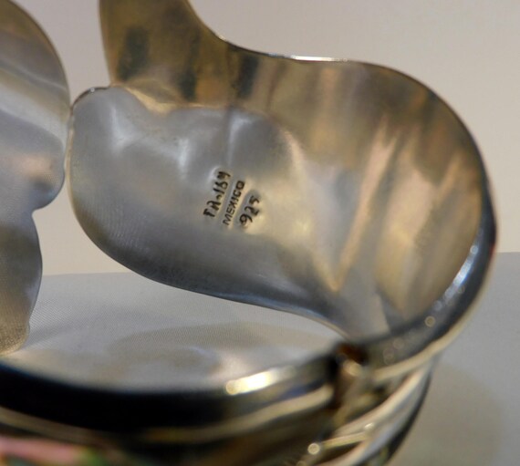 Large Sterling Silver Gemstone Clapper Bangle - image 4