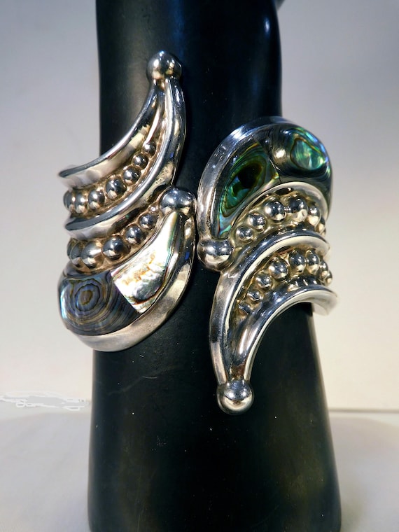 Large Sterling Silver Gemstone Clapper Bangle - image 1