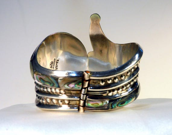 Large Sterling Silver Gemstone Clapper Bangle - image 5