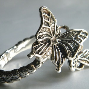 Kühner atemberaubender Sterling Silber Schmetterling Klemmer Überbrückung Manschette Armband