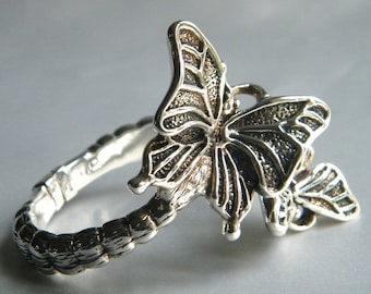 Oxidized Sterling Silver Butterfly Cuff Bracelet: Electroform Clamper