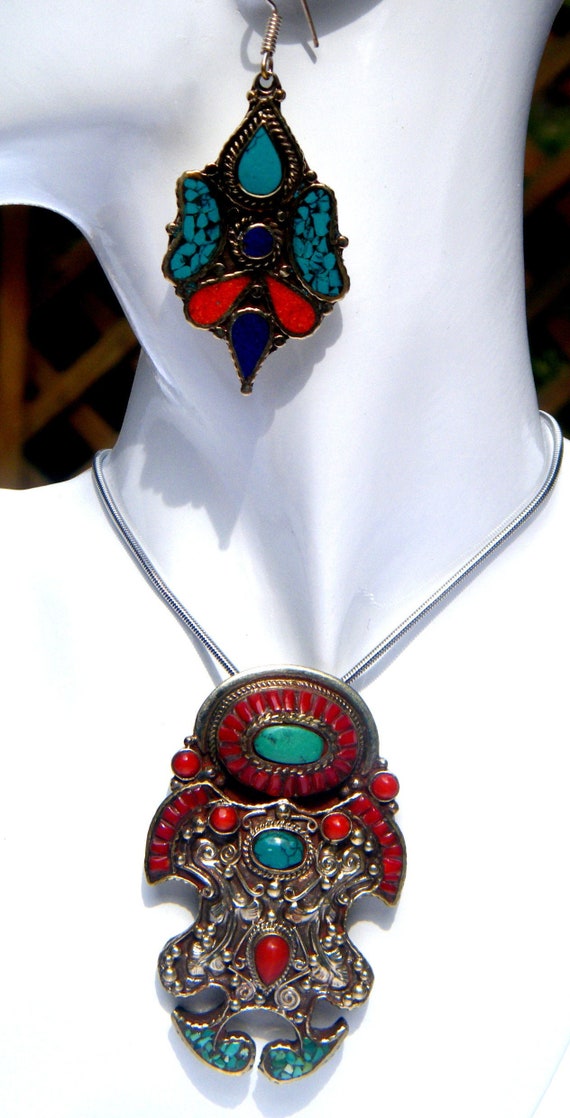Choice of Tibetan Silver Pendant w/ Turquoise and 