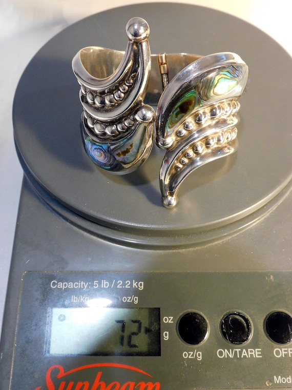 Large Sterling Silver Gemstone Clapper Bangle - image 6