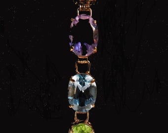 14k Gold Multi Gemstone Faceted Tennis Bracelet