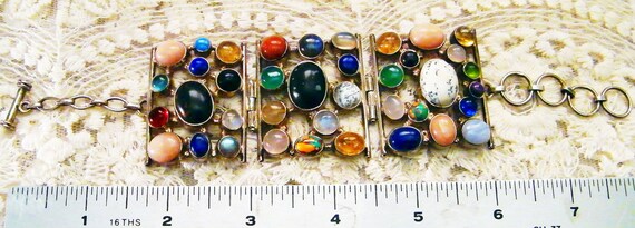 Sterling Silver Multi Gemstone Three Section Adju… - image 4