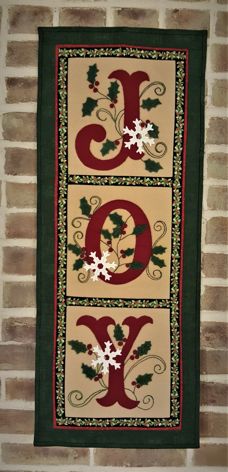JOY Wool Applique Wall Hanging Pattern 34 X 13.5 Etsy
