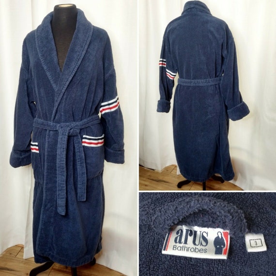 Vintage Arus Bathrobe Robe Turkish Red White Blue