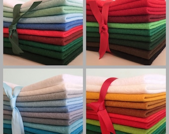Christmas Wool Blend Felt Pack - 10 pieces per pack - choice of colour ranges & sizes