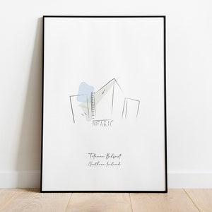 Personalisable Titanic Belfast Illustration - Minimalist Line Art Print