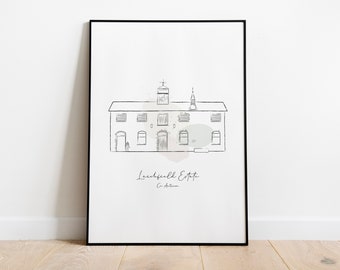 Larchfield Estate Minimalist Line Art Print