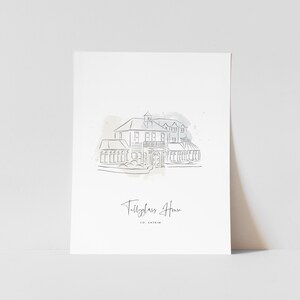 Personalisable Tullyglass House Hotel Illustration - Minimalist Line Art Print
