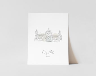 NEW Belfast City Hall 2022 Minimalist Line Art Print