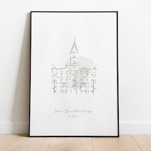 Personalisable Slieve Donard Hotel Illustration - Minimalist Line Art Print
