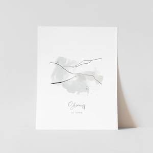 Personalisierbare Glenariff Co. Antrim Illustration - Minimalistischer Line Art Print