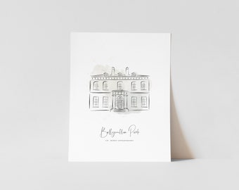 Ballyscullion Park Bellaghy Magherafelt Northern Ireland Minimalist Line Art Print