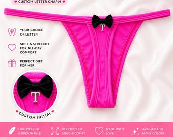 Personalized Initial Thong, Custom Letter Panties, Bridal Gift, Anniversary Lingerie