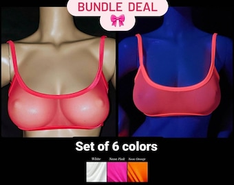 Bralettes for Women Sheer Bralette Bra See Through Tops Glows in UV Blacklight Lingerie Sexy Bras Bday Gift for her