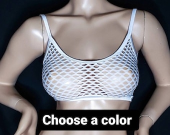 Fishnet Bra See Through Bralette Sexy Crop Top Transparent Lingerie Womens Sheer Top Gift for Female Friend