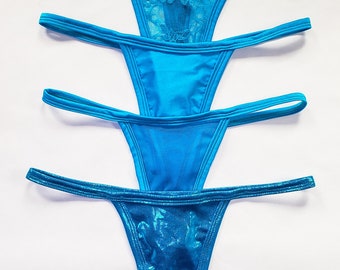 Blue Thong Turquoise Lingerie Sexy Gift for Her Panties Pack Women's Underwear Bundle Deal Lingerie Sets