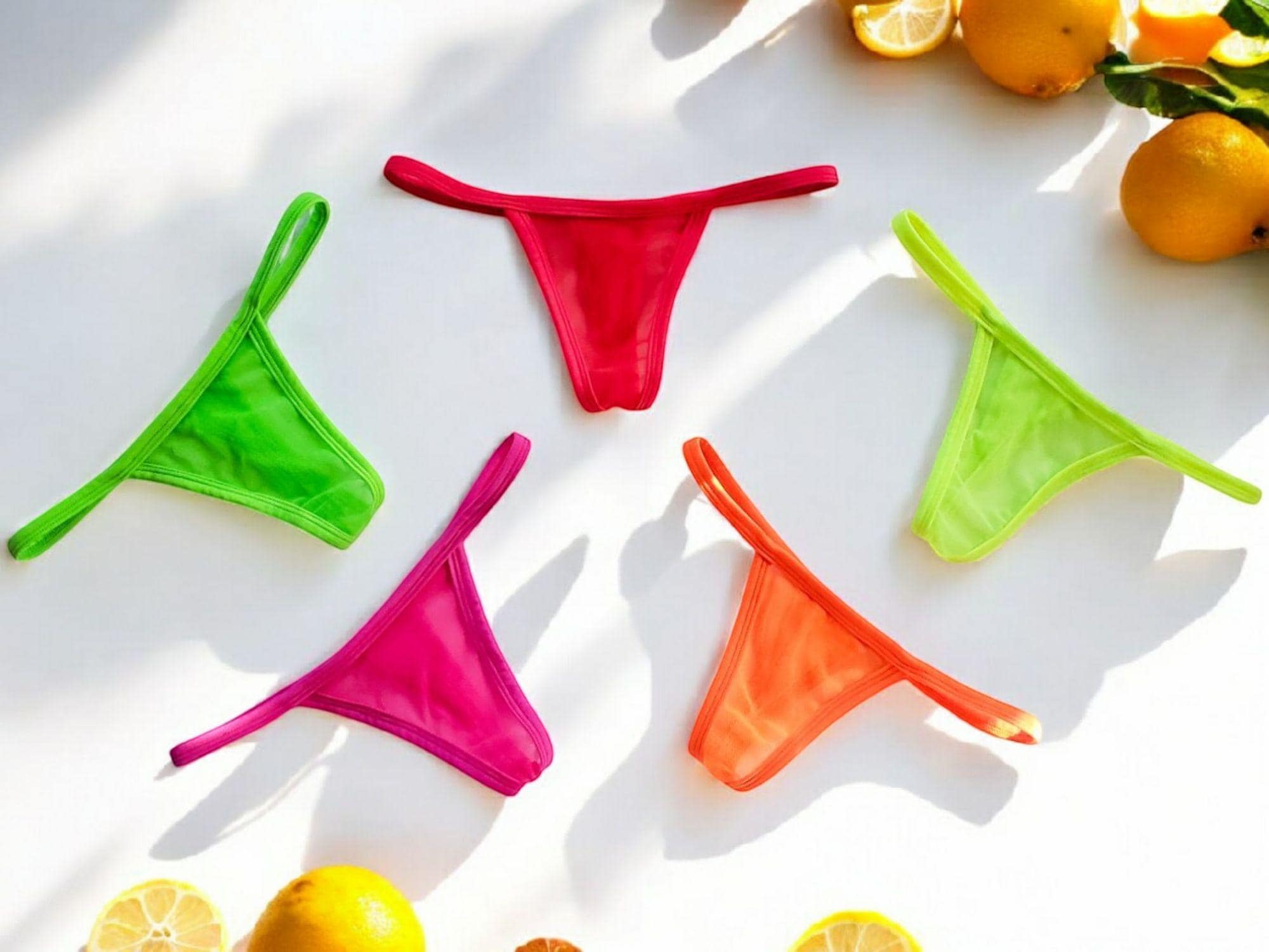 Neon Sheer Thongs: Colorful UV-Reactive Underwear Vibrant Gift Pack for Women's Birthday or Festival