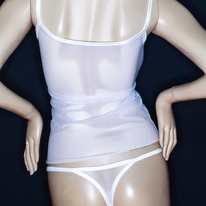 Sheer Lingerie Set Ladies Gift Ideas Sexy Transparent Top Mesh Thong See Through Panties Underwear for Women Cami Top image 3
