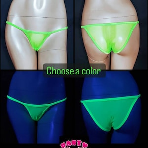 Uv Clothing. See through mesh panties. Sexy gift for her. Glows in blacklight. Handmade in USA.