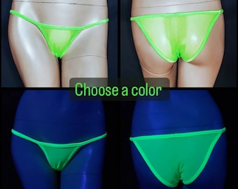 Neon Panties Sexy Clothes Gift Idea for Her Glow in UV Active Hot Lingerie See Through Panty Sheer Mesh Underwear for Women