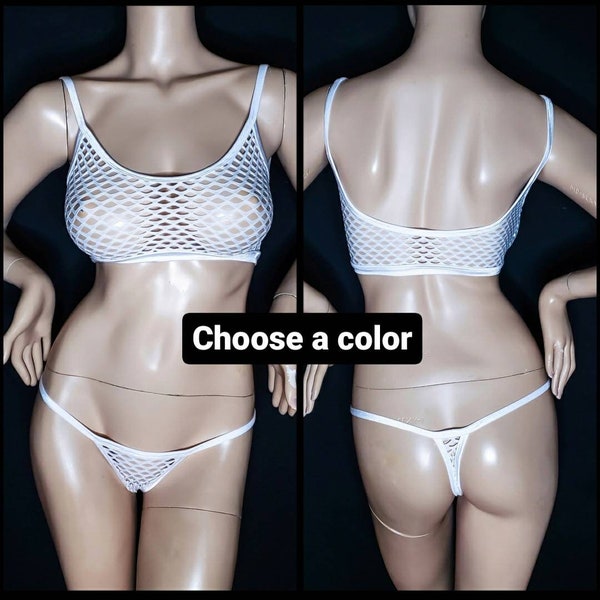 See Through Fishnet Lingerie Transparent Female Underwear for Women Undies Bra and Panty Set Sher Thong Sexy Bralette