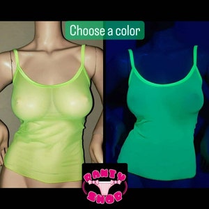 Fluorescent top glows in UV and blacklight.