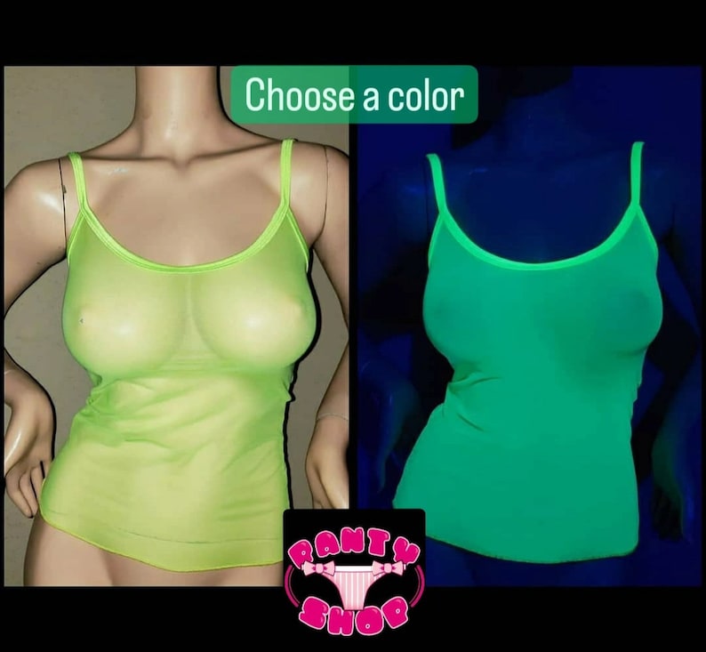 Fluorescent top glows in UV and blacklight.