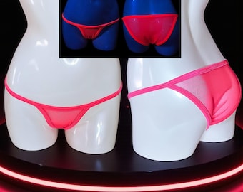 Fluorescent Blacklight Panties - Sheer Neon Cheeky Underwear for Women, UV reactive, See Through