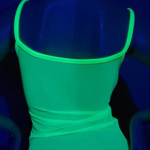 Fluorescent Top Neon Glow in UV Blacklight Reactive Sheer Tops Mesh Tank Top for Female See Through Camisole Lingerie image 8