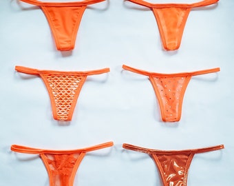 Orange Lingerie Thongs for Women Panties Set G string Sexy Wife Gift Ladies Underwear G string Thong Bikini Bundle Deal
