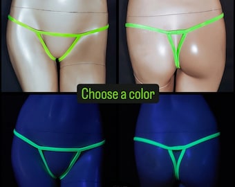 Sexy Crotchless Thong Open G string Sexy Open Crotch Bikini Naughty Gift for Her Neon Glow Lingerie