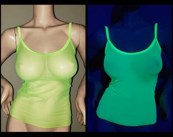 See Through Top, Psychedelic Tank Top, Sexy Clothes, See Through Lingerie, Sexy Gift for Her, Blacklight Clothing, Sexy Sheer Lingerie