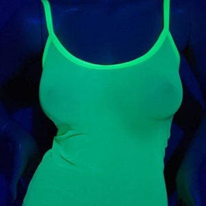 Fluorescent Top Neon Glow in UV Blacklight Reactive Sheer Tops Mesh Tank Top for Female See Through Camisole Lingerie image 7