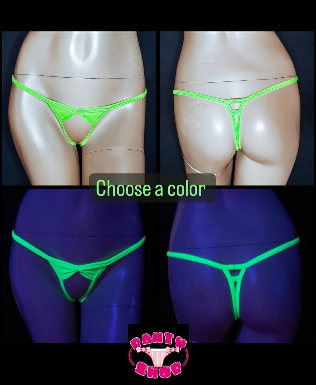 Crotchless Thong Glow UV Blacklight Bikini Open Back Panties Very Sexy  Lingerie Crotch Less G String Panty Awesome Gift Ideas for Her -   Singapore