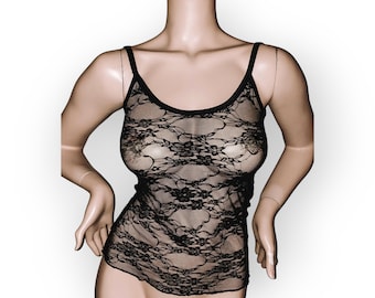 Sheer Lace Camisole: Sexy See-Through Lingerie Top for Honeymoon, Intimate Wear, Romantic Gifts