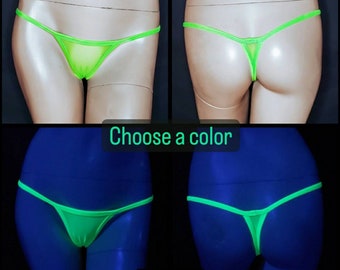 Micro Thong Extra Low Rise Bikini Mini Panties See Through G string Sexy Womens Underwear Exotic wear Glow in UV