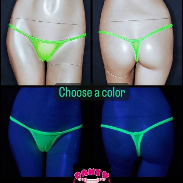 Micro Thong Extra Low Rise Bikini Mini Panties See Through G string Sexy Womens Underwear Exotic wear Glow in UV