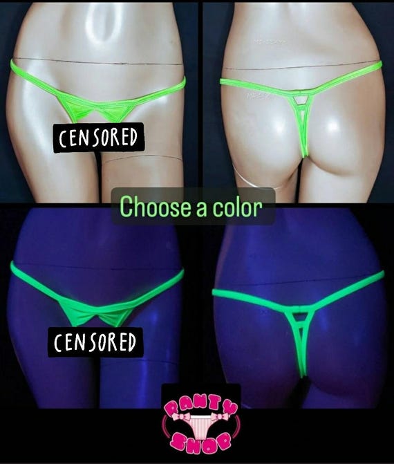 Sexy Crotchless Thong Glow UV Blacklight Bikini Open Back Panties Very Sexy  Lingerie Crotch Less G String Panty Awesome Gift Ideas for Her
