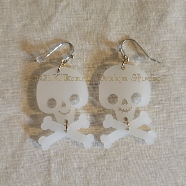 Skull and Crossbones Drop Earrings, Dangle Earrings, Halloween Earrings, Pirate Earrings