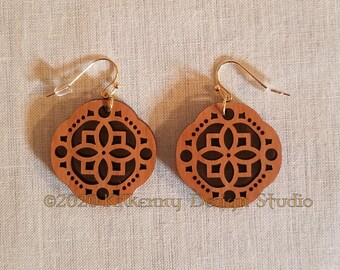 Boucles d'oreilles pendantes géométriques arabesques, carreaux, piercings, gravures, boucles d'oreilles pendantes