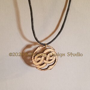 Ouroboros Pendant necklace, Circular Knotted Snakes, Adjustable necklace