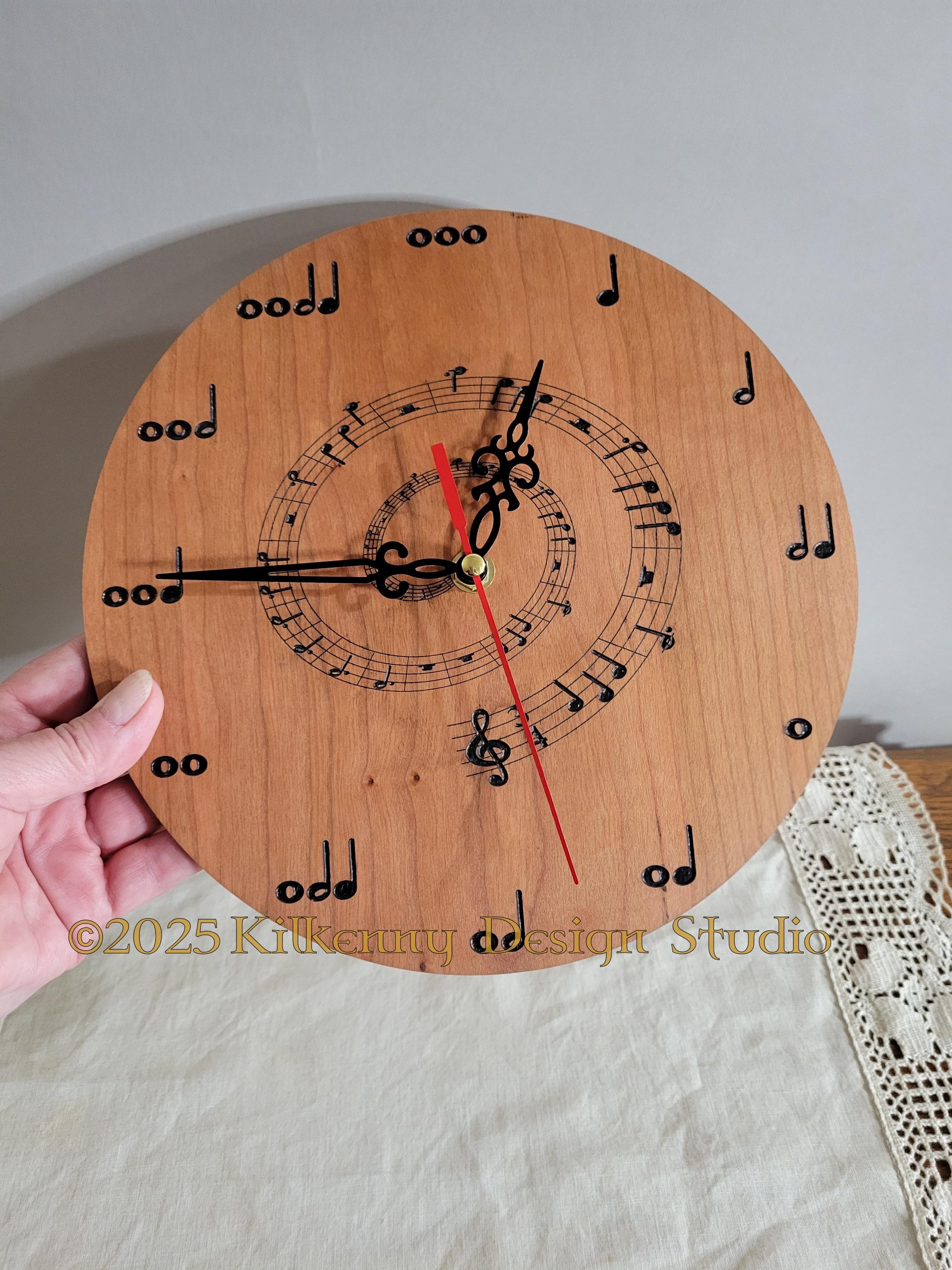 Music Note Wall Clock, Battery Operated Clock, Music Teacher Gifts ...