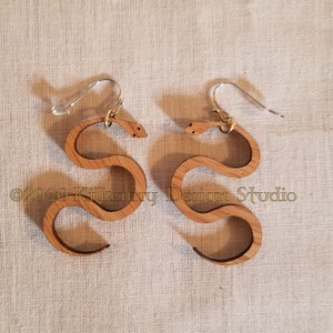 Curvy Snake Drop Earrings, Ouroboros, Untangled Snakes, Dangle Earrings