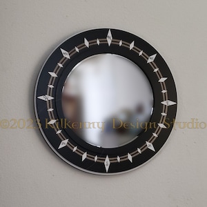 Compass Wall Mirror, Compass Scrying Mirror, Round Wall Mirror, Decorative Mirror, Scrying Mirror, Divination, Candle Plate
